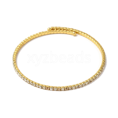 Rack Plating Brass Pave Clear Cubic Zirconia Adjustable Open Cuff Bangles BJEW-S150-04G-1