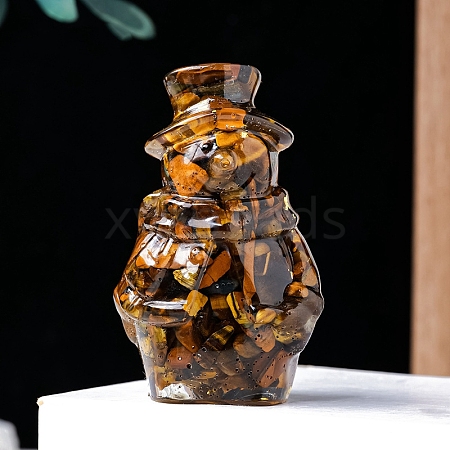 Natural Tiger Eye Resin Cover Sculpture Display Decorations PW-WGE8590-03-1