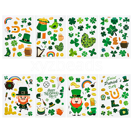 24 Sheets 8 Styles Saint Patrick's Day Paper Stickers DIY-WH0043-38-1