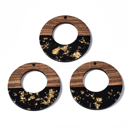 Resin & Walnut Wood Pendants X-RESI-T035-21-1