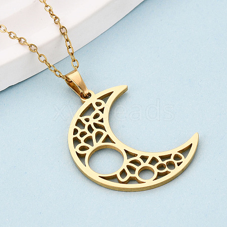 304 Stainless Steel Pendant Necklaces NJEW-T018-53G-1