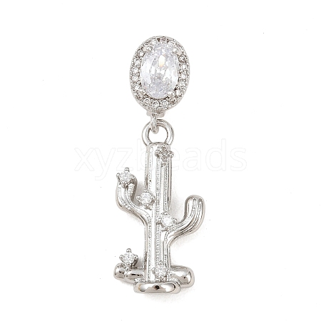 Brass Micro Pave Clear Cubic Zirconia Pendants KK-Z151-12P-02-1