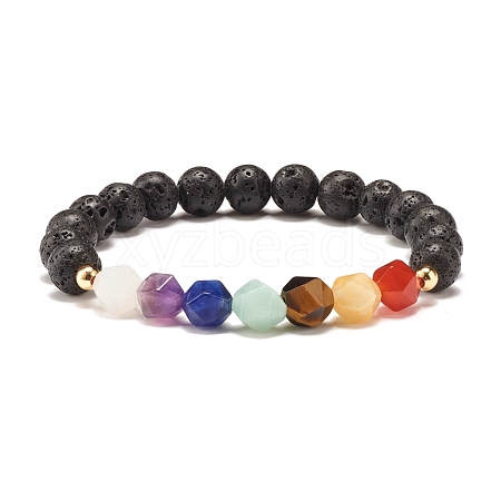 Natural Tiger Eye Round Beads Oil Diffuser Power Bracelet BJEW-JB07416-1
