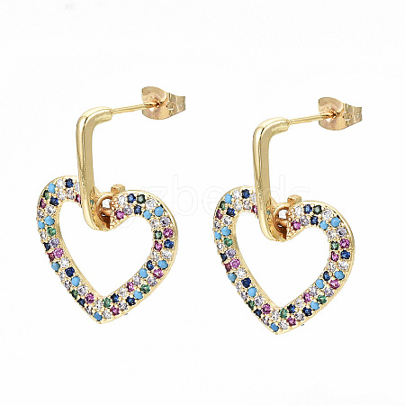 Brass Micro Pave Cubic Zirconia Dangle Stud Earrings EJEW-S208-130A-NF-1