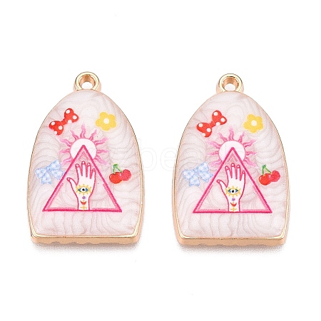 Printed Rack Plating Alloy Enamel Pendants ENAM-T020-03B-1