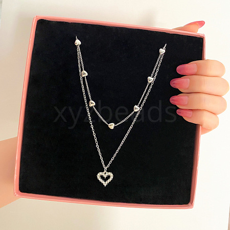 Alloy Heart Pendant Double-Layer Necklaces for Women FS-WG8D9FE-02-1