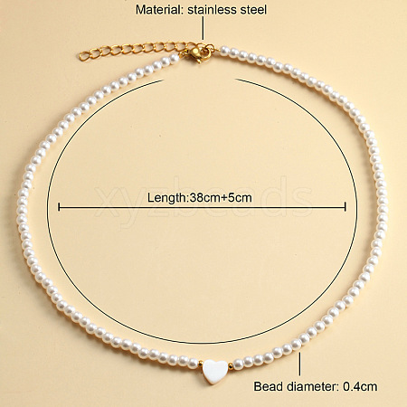 Elegant High-Quality Non-Fading Round Natural Pearl Beaded Heart Pendant Necklaces for Women VI2074-1-1