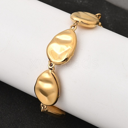 Textured 316L Surgical Stainless Steel Link Chain Bracelets for Women BJEW-D454-03G-1