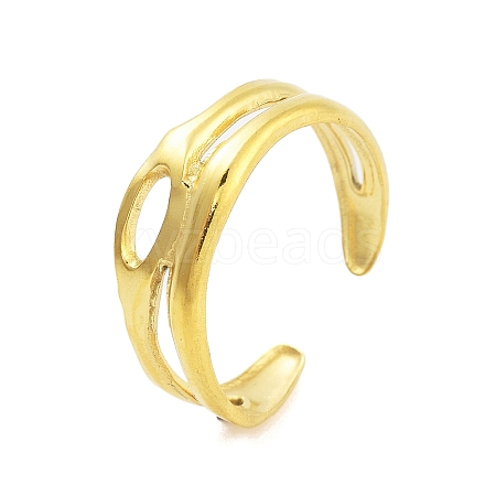 Real 18K Gold Plated 304 Stainless Steel Open Cuff Rings for Women RJEW-B061-01G-05-1