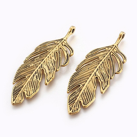 Tibetan Style Alloy Leaf Big Pendants X-PALLOY-A15448-AG-1