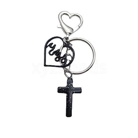 Heart & Cross Plastic Pendant Keychain PW-WG81A1B-01-1