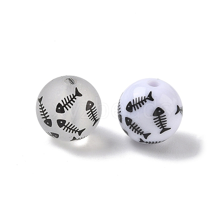 Printed Opaque & Frosted Transparent Acylic Beads AC-CBAE004-05B-1