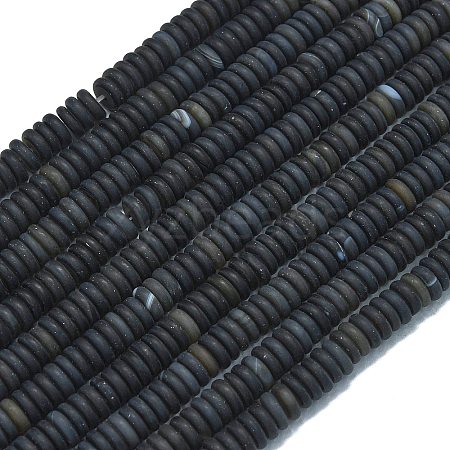 Frosted Natural Black Agate Beads Strands G-K389-C01-01-1