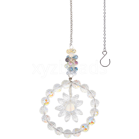 1Pc Flower Glass Car Hanging Decoration HJEW-SP0001-11A-1