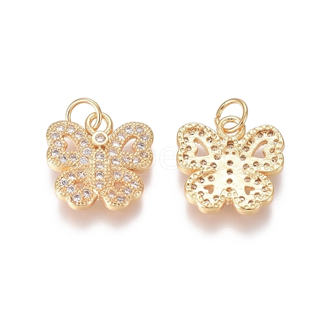 Brass Micro Pave Clear Cubic Zirconia Charms ZIRC-I036-13G-1