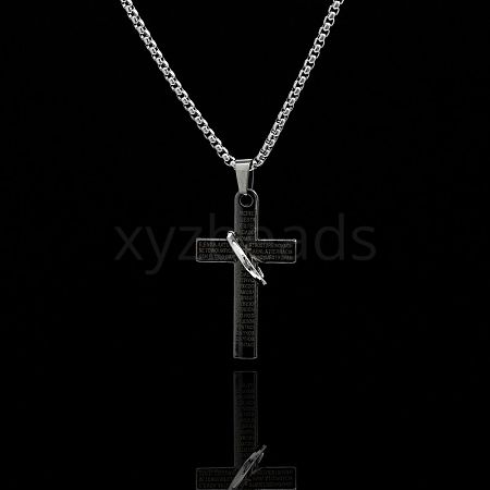 Fashionable titanium steel necklace with cross pendant for hip-hop lovers. NT1713-2-1