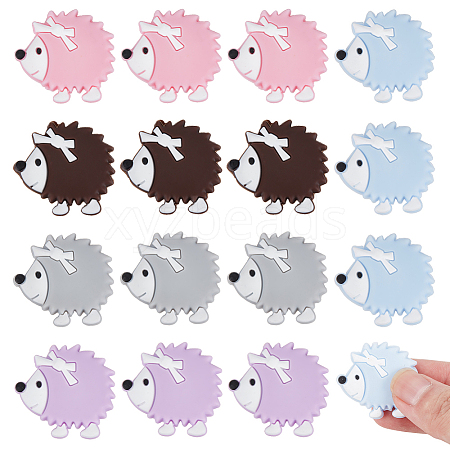 GOMAKERER 15Pcs 5 Colors Hedgehog Food Grade Eco-Friendly Silicone Beads SIL-GO0001-05-1