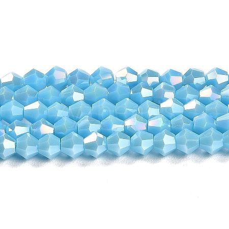 Opaque Solid Color Electroplate Glass Beads Strands EGLA-A039-P4mm-B12-1