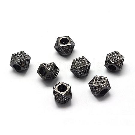 Rack Plating Brass Cubic Zirconia Beads ZIRC-S029-02B-1