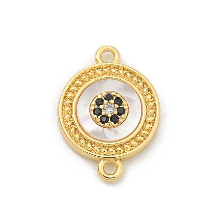 Brass Micro Pave Clear Cubic Zirconia Connector Charms KK-M303-04G-07-1