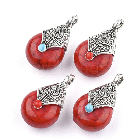 Tibetan Style Resin Pendants X-RESI-T022-16A-1