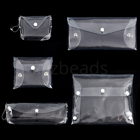 5Pcs 5 Styles Rectangle Transparent PVC Cosmetic Pouches AJEW-FG0004-33-1