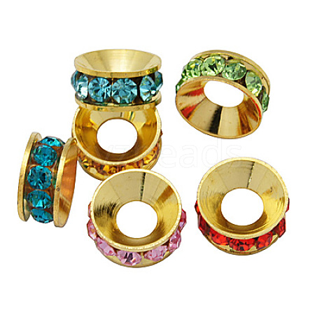 Brass Rhinestone Spacer Beads RB-A020-9mm-G-1