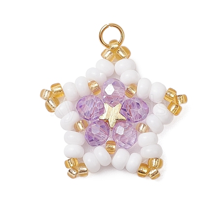 Glass Seed Beaded Star Pendants PALLOY-MZ00541-05-1