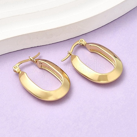 Oval 201 Stainless Steel Hoop Earrings EJEW-Z151-06G-1