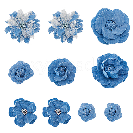 10Pcs 7 Styles Denim Flower for Clothes Garment Accessories Decorative DIY-HS0001-82A-1