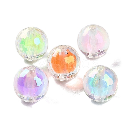 UV Plating Rainbow Iridescent Acrylic Beads OACR-H112-16B-1