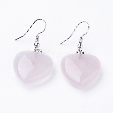 Natural Rose Quartz Dangle Earrings EJEW-E218-05P-1