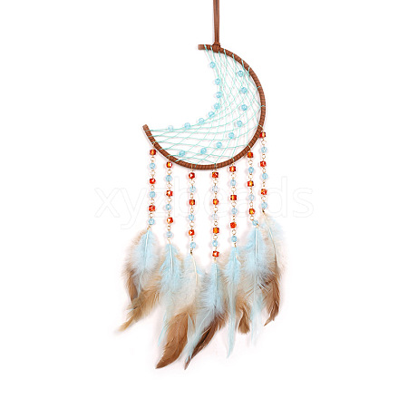 Woven Net/Web with Feather Pendant Decorations MOST-PW0001-135-1