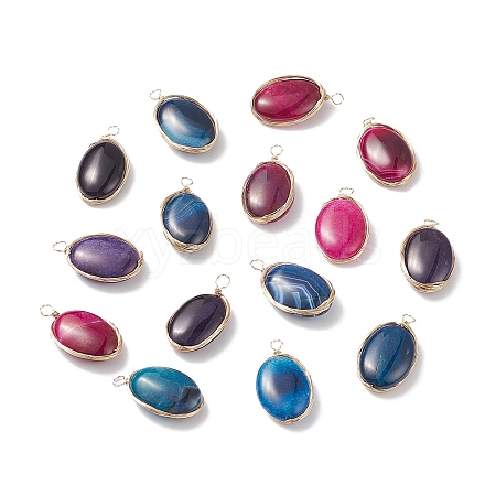 Natural Dyed Agate Pendants PALLOY-JF00664-1