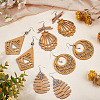   32Pcs Set 16 Styles Laser Cut Wooden Hollow Big Pendants FIND-PH0006-97-3