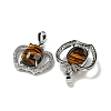 Natural Tiger Eye with Clear Cubic Zirconia Pendants G-G133-03P-26-2