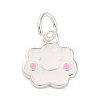 925 Sterling Silver White and Pink Enamel Smiling Face Cloud Charms STER-D303-03S-1