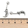 Crescent Moon Face 316 Surgical Stainless Steel Belly Button Rings/Earrings EJEW-G416-14AS-5