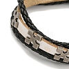 PU Leather & Waxed Cords Triple Layer Multi-strand Bracelets BJEW-G709-06B-AS-2