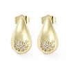 Teardrop Rack Plating Brass Cubic Zirconia Stud Earrings for Women EJEW-B047-02G-04-1