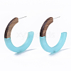 Resin & Walnut Wood Stud Earring Findings RESI-R425-01-A01-3
