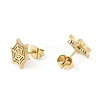 304 Stainless Steel Spider Web Stud Earrings EJEW-G294-01G-2