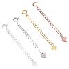 4 Pieces Extension Chain with Spring Clasp Sterling Silver Extender Chains with Love Heart Necklace Bracelet Anklet Removable Chain Extenders Charms for DIY Jewelry Making Accessories JX626A-1