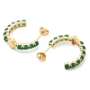 Brass & Green Glass Stud Earrings EJEW-G415-01B-G-2