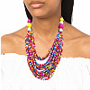 Bohemian Alloy & Resin & Glass Seed Beaded Multilayer Necklaces & Dangle Earrings FS-WG32A45-07-2