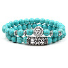 2Pcs Synthetic Turquoise Stretch Bracelet Sets for Women Men IX3190-7-1