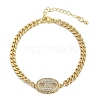 Brass Micro Pave Clear Cubic Zirconia Link Bracelets BJEW-M050-05G-03-4