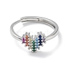 Valentine's Day Rainbow Color Cubic Zirconia Adjustable Rings RJEW-Z023-02A-P-2
