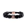 Natural Black Onyx Braided Bead Bracelets for Men PW-WG045CA-05-1