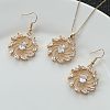 Flower Brass Micro Pave Clear Cubic Zirconia Pendant Necklaces & Dangle Earrings Sets WG2DD79-03-3